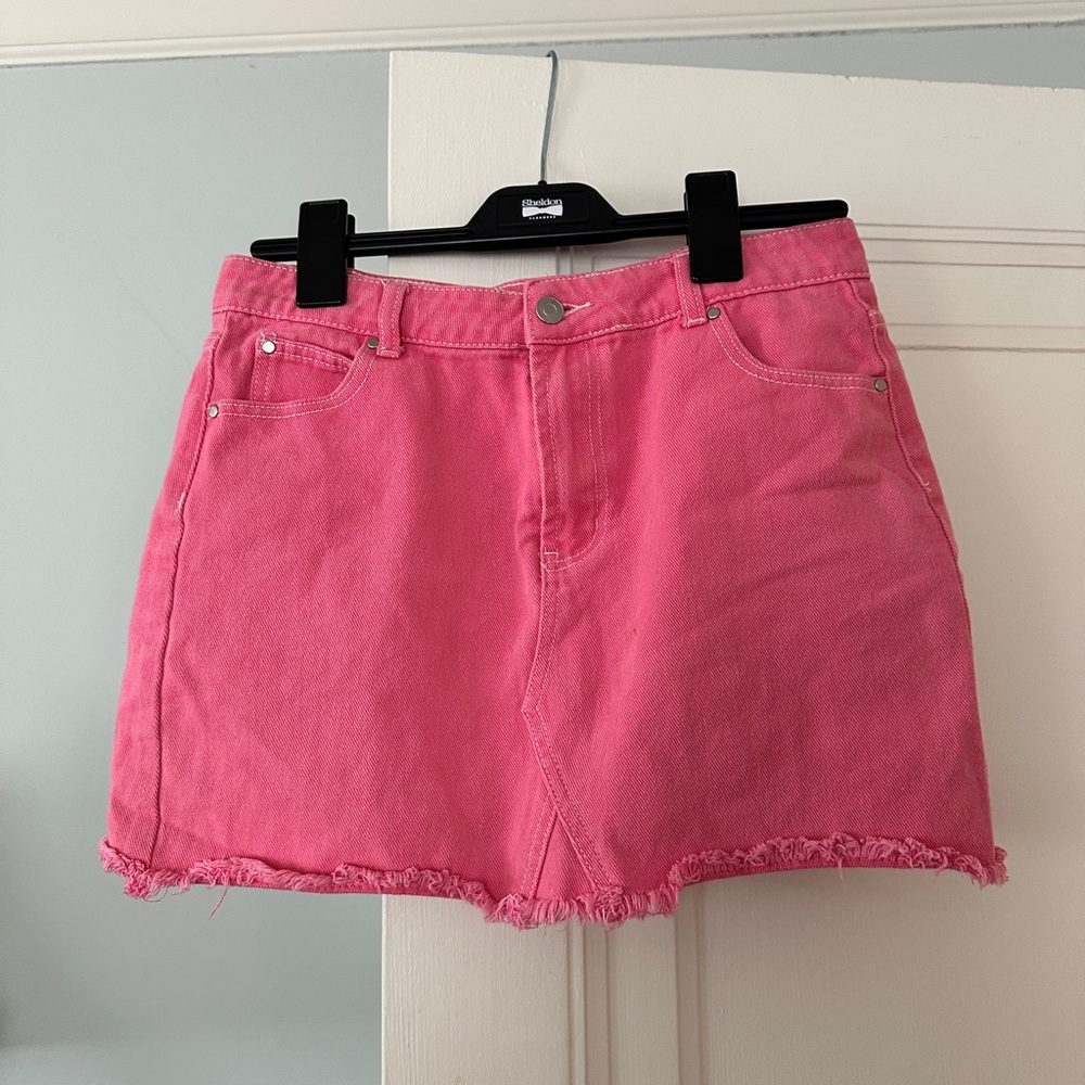 Pink Denim Skirt